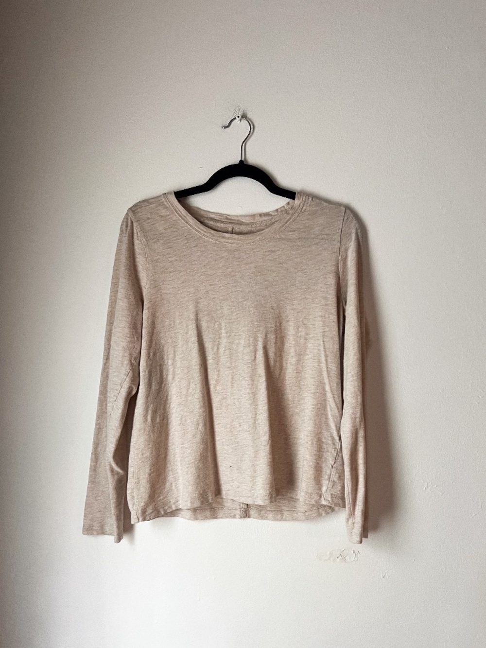 J.Crew Girlfriend Tee Long Sleeve Beige Oatmeal Crewneck Top Medium